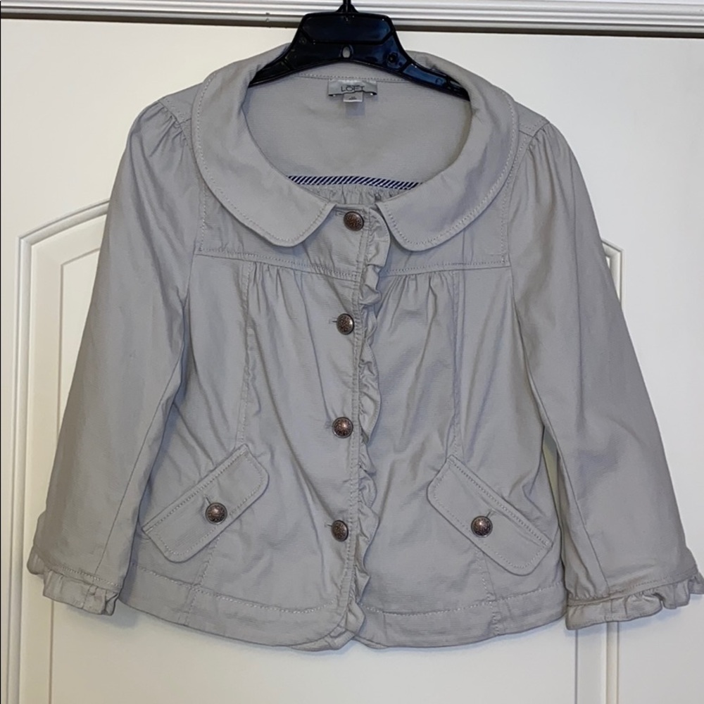 Loft Beige Ruffle Jacket  Size M